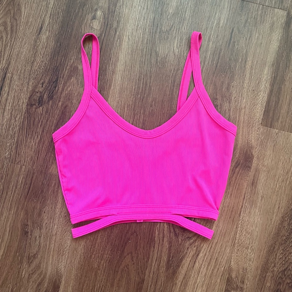 pink cut out cropped tank top
